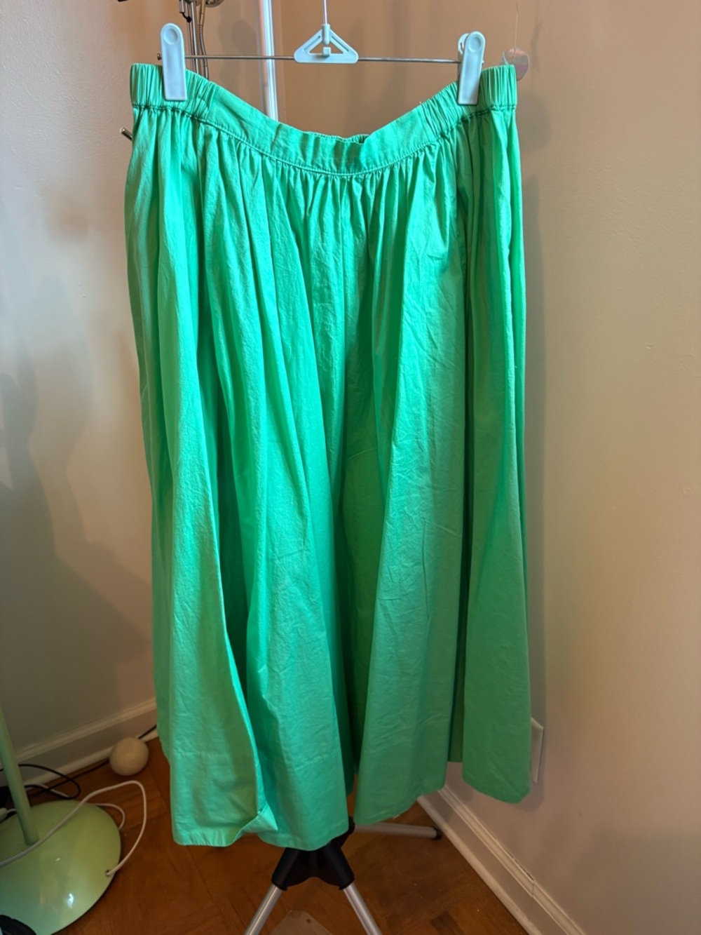 Free People Lowen Cotton Midi Skirt Women's Green Drop Full-Length Skirt